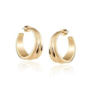 NWT Jenny Bird Pleated Hoops, Gold